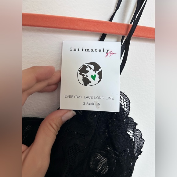 Free People 2 Pack Lace Longline Bralette in Black Combo Sz. S NWT Boho Festival - Picture 7 of 11